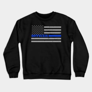 Police Officer Thin Blue Line Flag Crewneck Sweatshirt